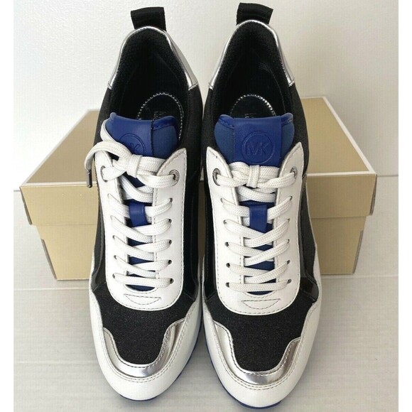 New Michael Kors Wilma Trainer Pixie Fine Glitter sneakers US size 6 Black White - Picture 5 of 9